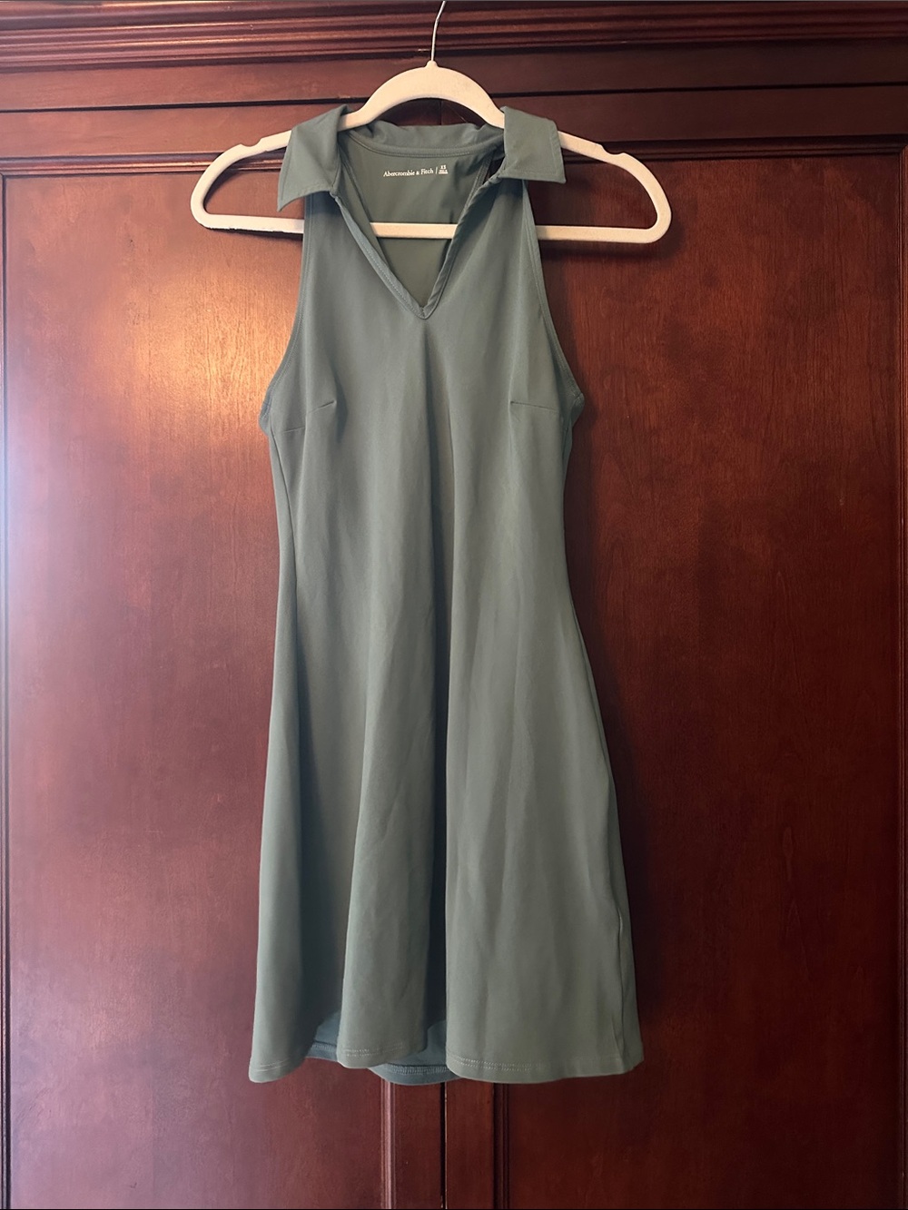 Abercrombie & Fitch Olive Green Sleeveless Collared Mini Dress